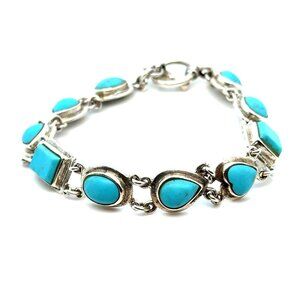 Silver 925 Turquoise Toggle Bracelet